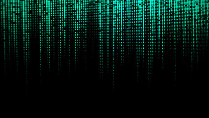 Matrix grunge texture of halftone dots. Futuristic abstract slim background or wallpaper. Particle pattern, binary code. Broken hacker screen. Big data visualization. 3D rendering.