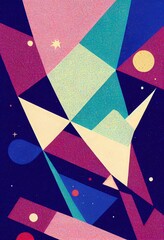 Obraz premium Space landscape, vintage poster style, cosmic miasma, Pop Art, Abstract, Crazy, and Psychedelic Background Generative AI