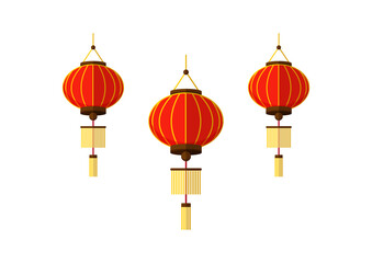 Chinese Traditional Red Lantern Vector Isolated On White Background