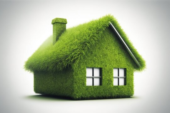 Green smart home icon. Intelligent house concept.