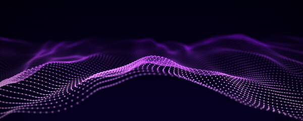 Digital horizontal wave background. The futuristic style backdrop. Abstract structure texture of network connection. Big data visualization. 3D rendering.