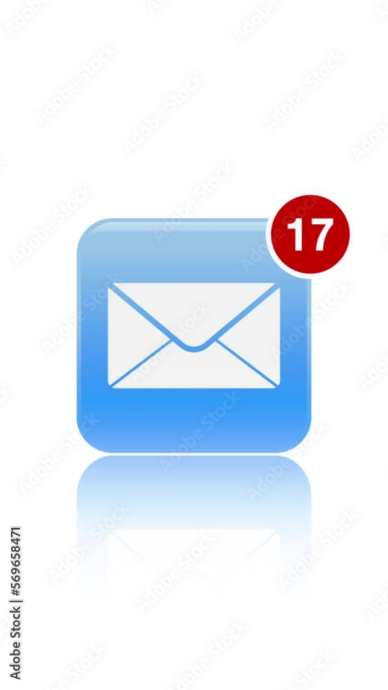Poster vertical video animation of news app icon with notifications on white background. motion background.