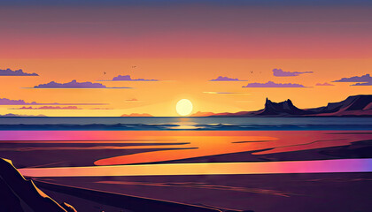 Beach sunrise retro
