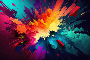 Abstract color explosion background, colorful splash created with generative AI technology