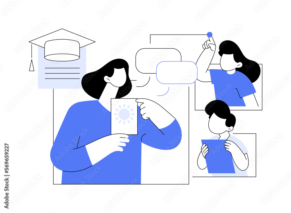 Poster bilingual immersion program abstract concept vector illustration.