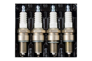 set of spark plugs top view
