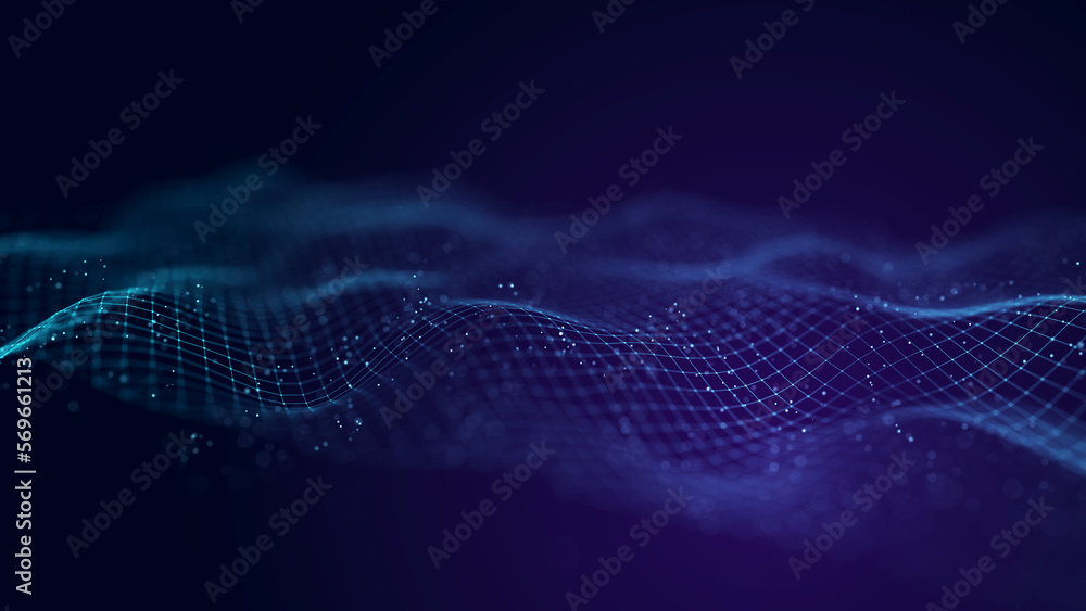 Fototapete Cybernetic network connection flow. Big data visualization. 3d rendering.