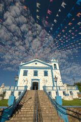Church of Our Lady of Help, or Nossa Senhora d Ajuda in portuguese, decorated with June festival...