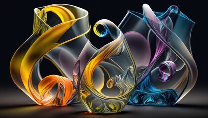 Abstract Dancing Volute Glass Ribbons