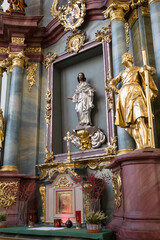 Side altar of the church of St. Matthias the Apostle in Wroclaw. Poland.