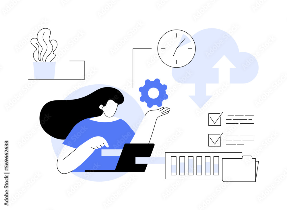 Poster automatic backup abstract concept vector illustration.