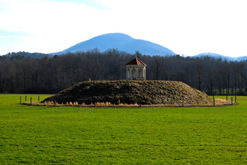 Native American Indian buriel mound at Sautee Nacoochee Valley at Helen, Georgia, USA.