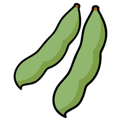 太い線で描かれたカットイラスト / 並んだそらまめ