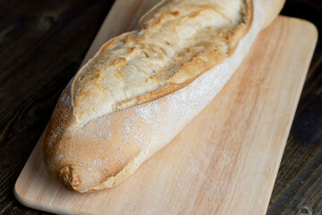 Details of a whole soft and fresh loaf of bread