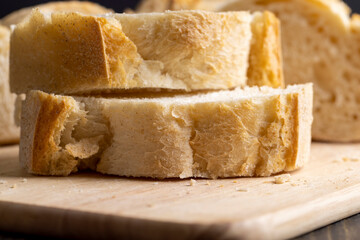 Sliced wheat loaf of fresh bread