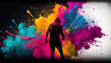 Obraz premium A lot of colors and people and Holi generative ai