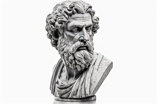 Antique classic greek philosopher head isolated on white background. Generative AI