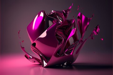 Abstract 3D Background with Magenta Color Illustration Design. Generative AI