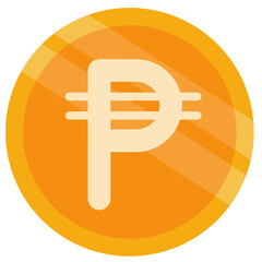 Currency symbol Spanish peso gold coin icon