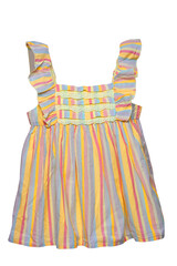 Summer dress isolated. Closeup of a colorful striped sleeveless baby girl dress isolated on a white background. Children spring fashion. Clipping path. Back view.