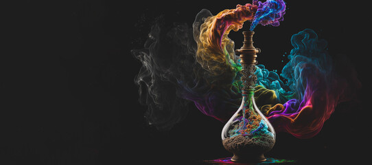 Colorful marijuana smoke pouring out of a bong or water pipe. Generative AI - obrazy, fototapety, plakaty