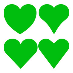 Set of green hearts icons