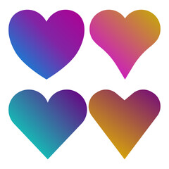 Set of gradient hearts icons