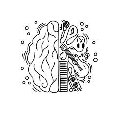 Mental health concept. Doodle vector illustration.