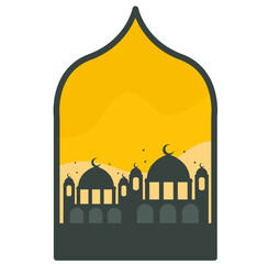 Ramadan Mosque Frame poster with moon and star decoration