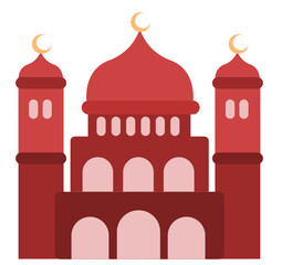 Red Ramadan Mosque Frame poster with moon and star decoration