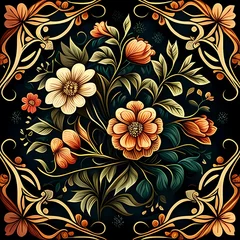 Fotobehang floral pattern with colorful flower Illustration © arlila