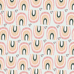 Rainbow shades of beige. Boho style seamless pattern. Vector illustration.