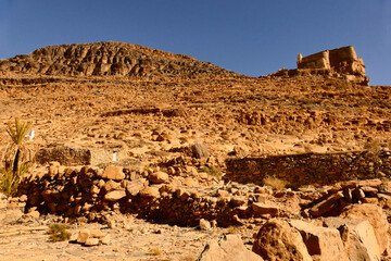 Marocco, sito storico civiltà berbera. Granaio fortezza e Kasbah di Amtoudi. Regione Souss Massa