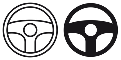 ofvs321 OutlineFilledVectorSign ofvs - steering wheel vector icon . steer sign . driving symbol . isolated transparent . black outline and filled version . AI 10 / EPS 10 / PNG . g11661 - obrazy, fototapety, plakaty