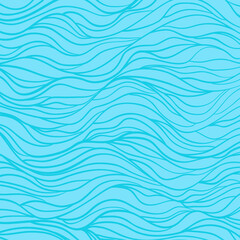 Colorful wavy background. Hand drawn waves. Stripe texture with many lines. Waved pattern. Colored illustration
