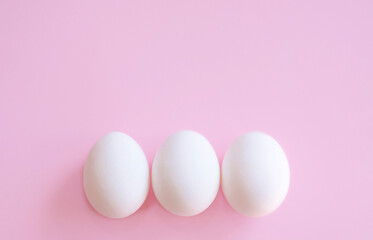 Fototapeta premium White eggs . Happy Easter holiday concept. minimalism