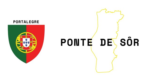 Ponte de S&ocirc;r: Illustration mit dem Ortsnamen der portugiesischen Stadt Ponte de S&ocirc;r in der Region Portalegre
