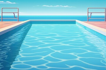 Obraz premium swimming pool with a blue surface and water in the background. Generative AI
