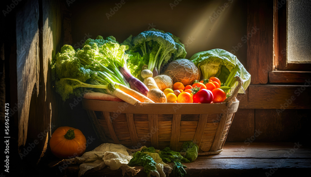 Wall mural Still life with vegetables, generative ai 