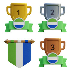 3d render, transparent game asset, pennant with national flag of Galapagos Islands winner podium