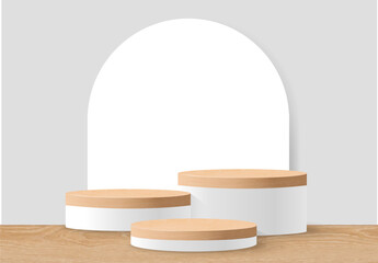 Wooden Podium With White Background