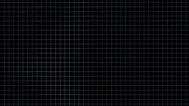 Exercise book or notebook square grid black version. Crazy doodle grunge pulsing stop motion blank background good for titles, intro, school, background, cartoon animation, etc...