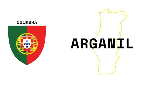 Arganil: Illustration mit dem Ortsnamen der portugiesischen Stadt Arganil in der Region Coimbra