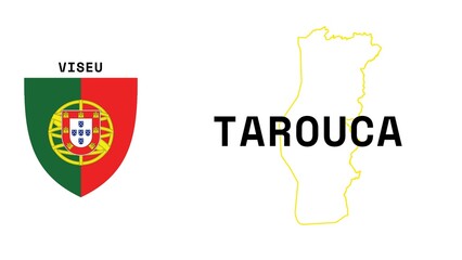 Tarouca: Illustration mit dem Ortsnamen der portugiesischen Stadt Tarouca in der Region Viseu - obrazy, fototapety, plakaty