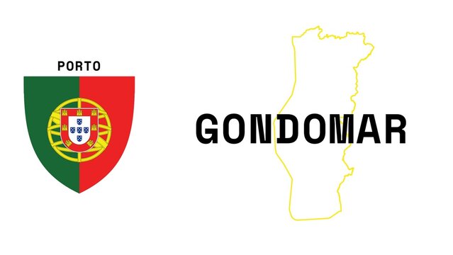 Gondomar: Illustration mit dem Ortsnamen der portugiesischen Stadt Gondomar in der Region Porto