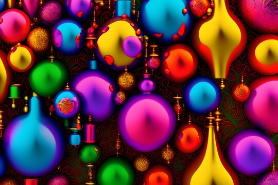 Colorful Ornaments, Generative AI Illustration
