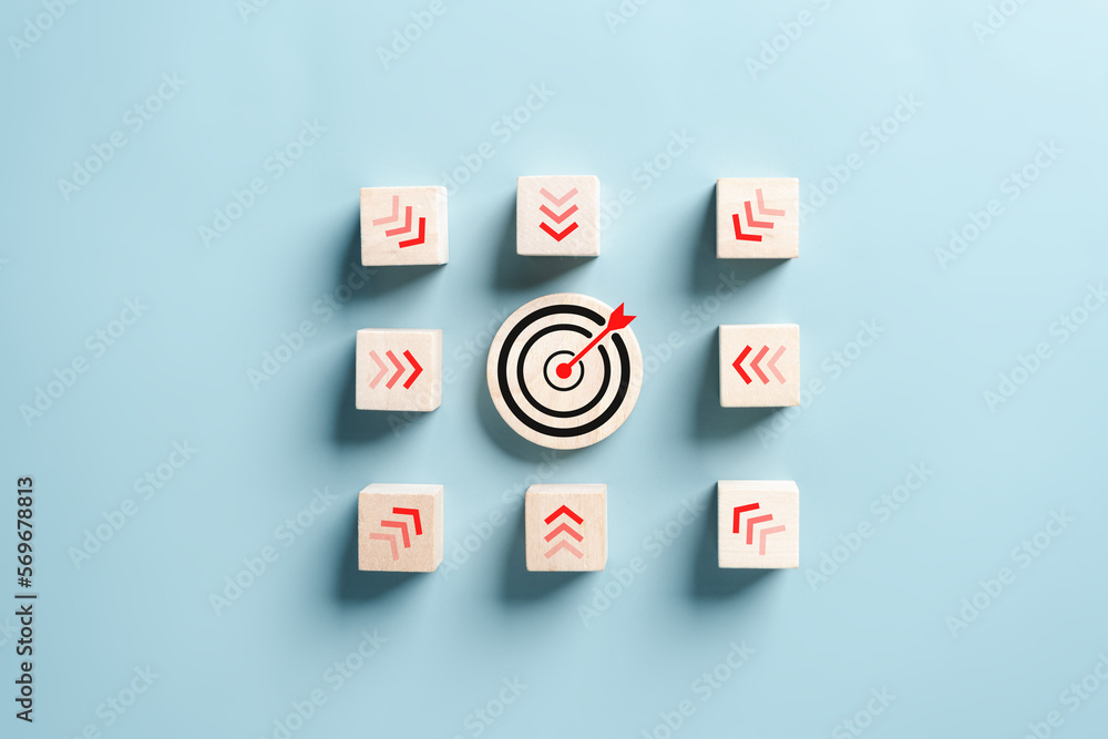 Aufkleber dartboard with arrow of aiming target of business for planning business objective target to successf