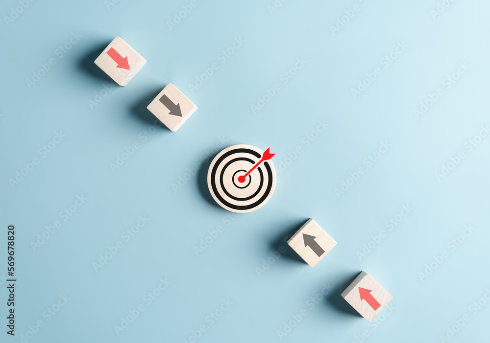 Fototapete Dartboard with arrow of Aiming target of business for planning business objective target to successful development, innovation, idea, creative...