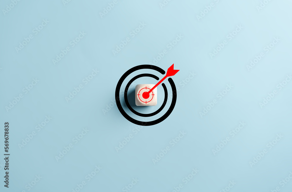 Poster dartboard with arrow of aiming target of business for planning business objective target to successf