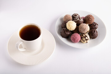 photo chocolates and a cup of coffee